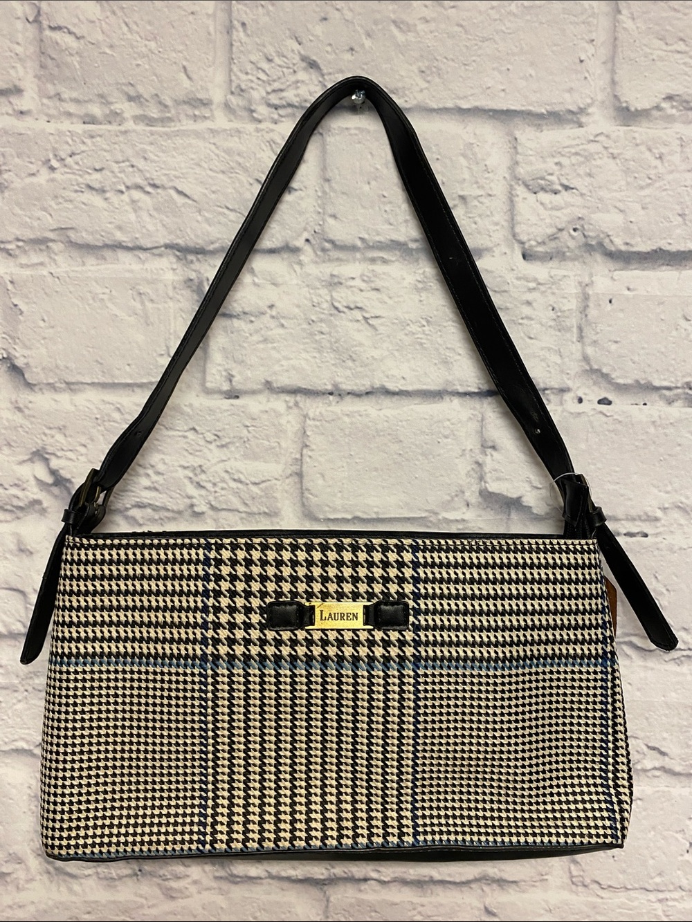Ralph Lauren Black and Cream Houndstooth Shoulder Bag and Wallet - Picture 2 of 16